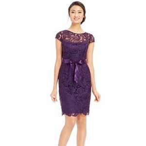 Adrianna Papell Cap-Sleeve Illusion Sheath Dress